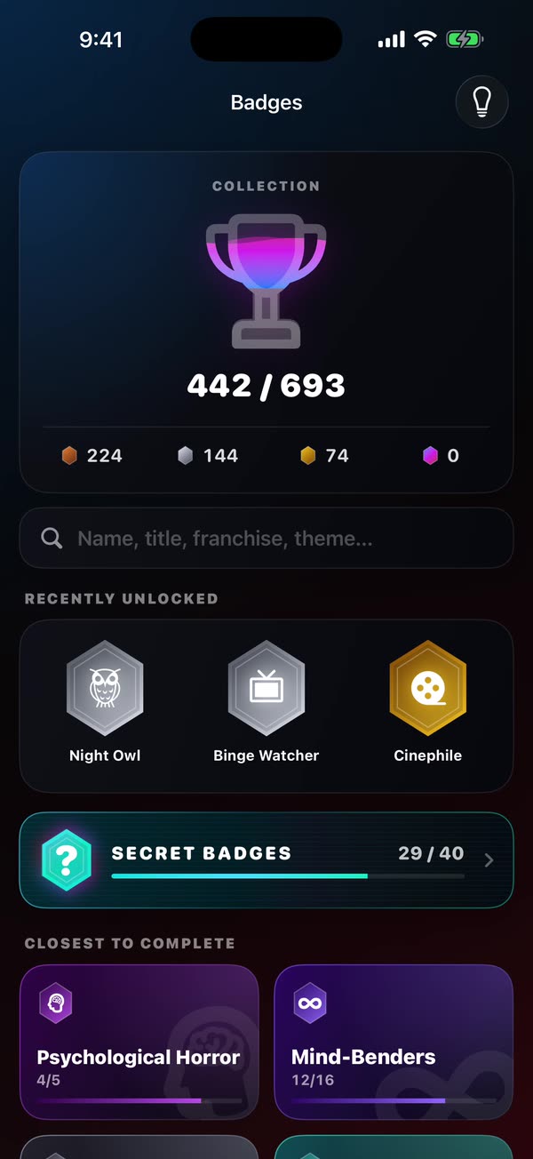 WatchNGo rewards screen with pop and nachos balances and profile decorations
