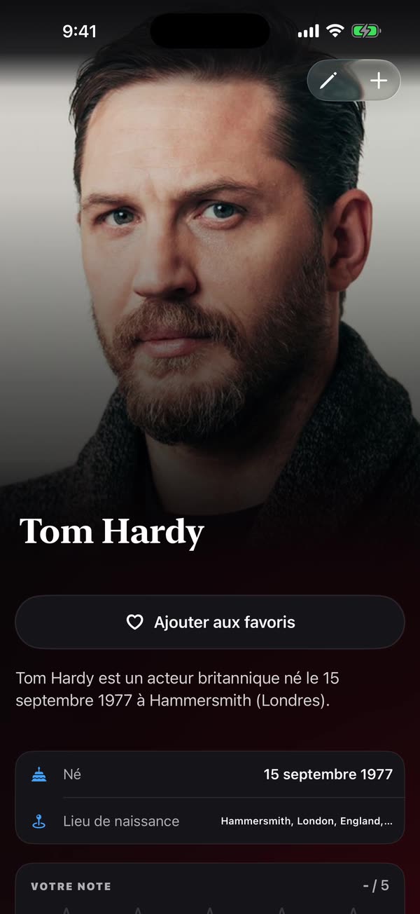 Une fiche d’acteur dans WatchNGo avec biographie, filmographie et votre note
